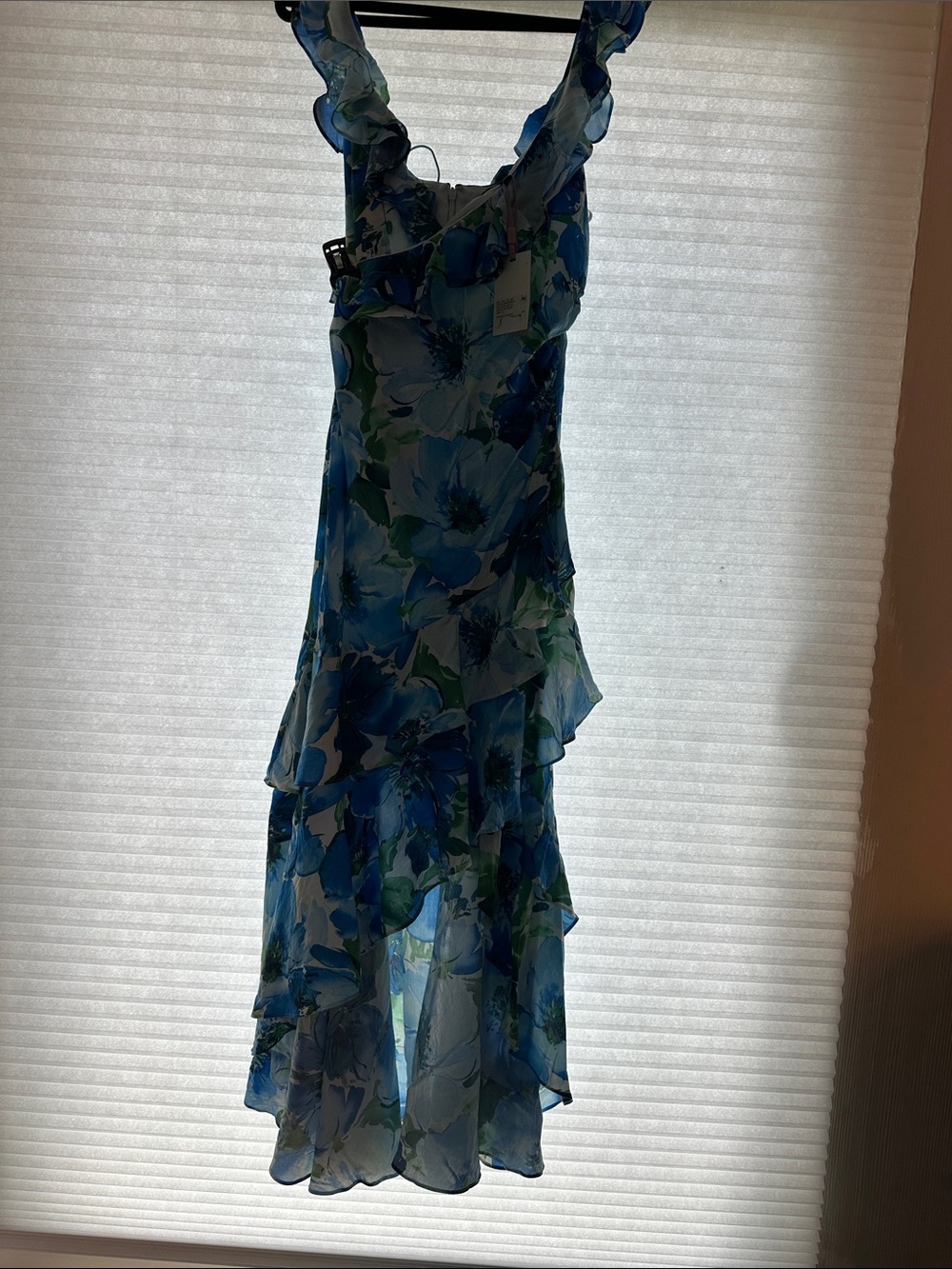 Alex Marie Floral Blue Ruffle Tiered Women's Dress